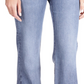 Calça jeans feminina Michael Kors Selma Shank com bainha abotoada e perna larga, azul, tamanho 16