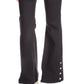 Calça jeans feminina Michael Kors Selma de cintura alta e boca de sino, preta, tamanho 16