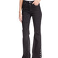 Calça jeans feminina Michael Kors Selma de cintura alta e boca de sino, preta, tamanho 16