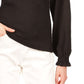 Blusa feminina Michael Kors com manga bufante franzida, preta, tamanho pequeno grande