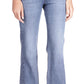 Calça jeans feminina Michael Kors com bainha abotoada e perna larga, azul, tamanho 2, pequena