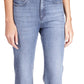 Calça jeans feminina Michael Kors com bainha abotoada e perna larga, azul, tamanho 2, pequena