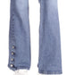 Calça jeans feminina Michael Kors com bainha abotoada e perna larga, azul, tamanho 10, pequena