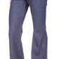 Calça jeans feminina Michael Kors com bainha abotoada e perna larga, azul, tamanho 12, pequena