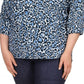 Blusa feminina Michael Kors com decote redondo, azul, tamanho 3X