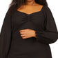 Blusa feminina Michael Kors com decote coração, preta, tamanho 2X