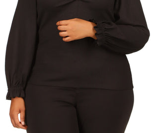 Blusa feminina Michael Kors com decote coração, preta, tamanho 2X