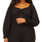 Blusa feminina Michael Kors com decote coração, preta, tamanho 2X