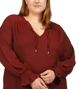 Túnica camponesa feminina Michael Kors vermelha tamanho 1X