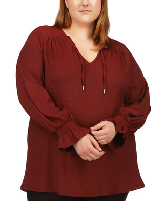 Túnica camponesa feminina Michael Kors vermelha tamanho 4X