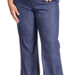 Calça jeans feminina Michael Kors Selma com bainha de botão, azul, tamanho 18W