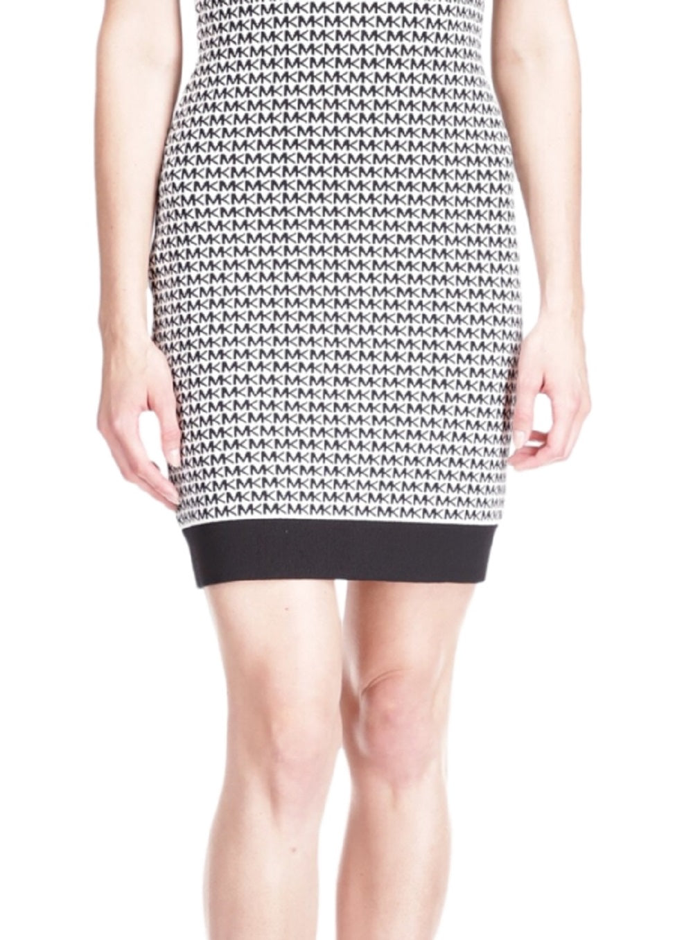 Vestido curto feminino Michael Kors com estampa de logotipo, branco