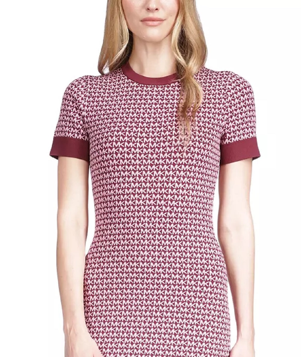 Vestido curto feminino Michael Kors com estampa de logotipo, vermelho, tamanho extragrande