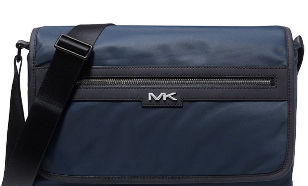 Bolsa mensageiro masculina Michael Kors com logotipo em gabardine sólido, azul, tamanho regular