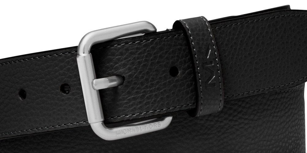 Cinto casual masculino Michael Kors com logotipo MK, preto, tamanho 42