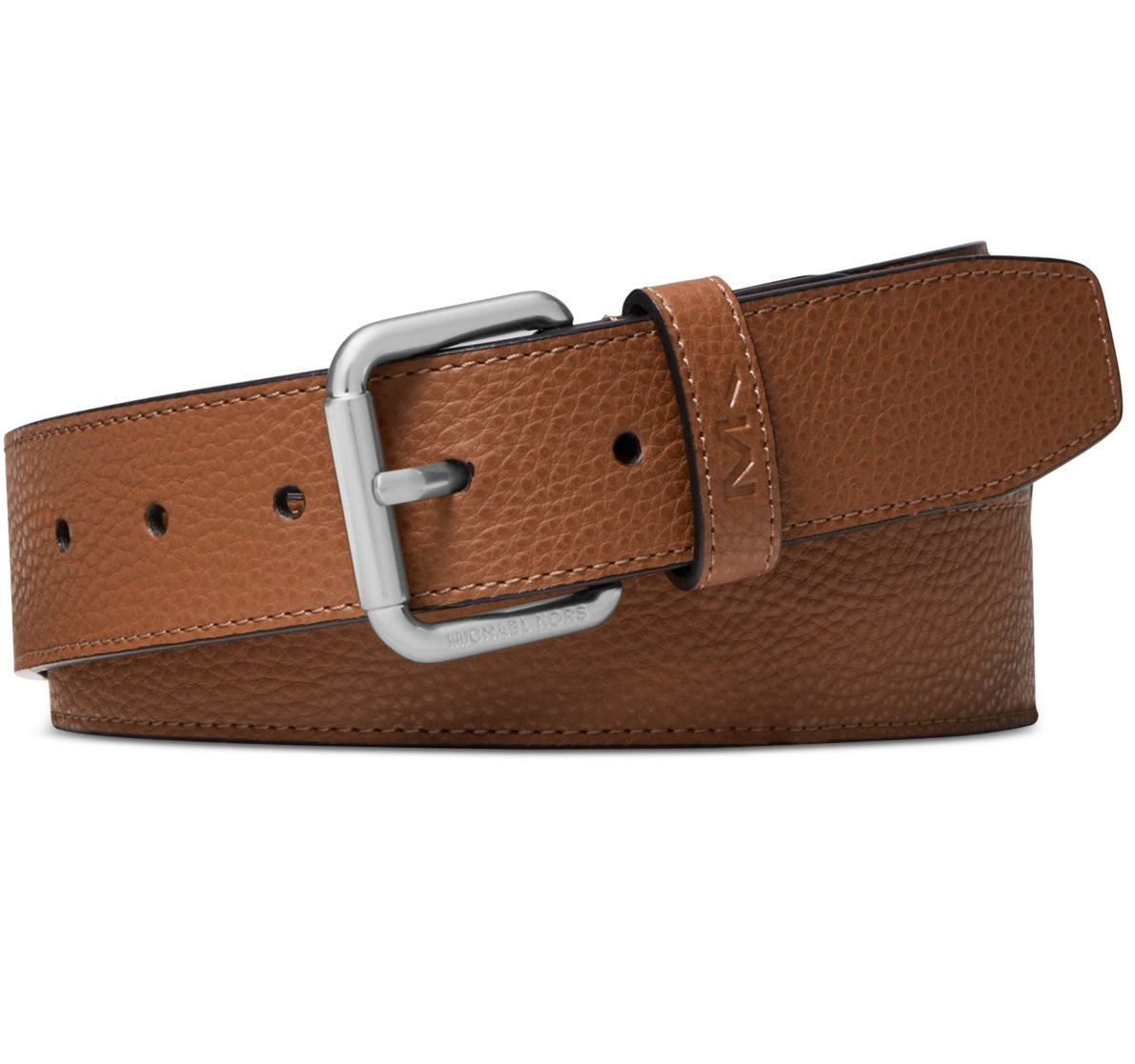 Cinto casual masculino Michael Kors com logotipo MK marrom, tamanho 34