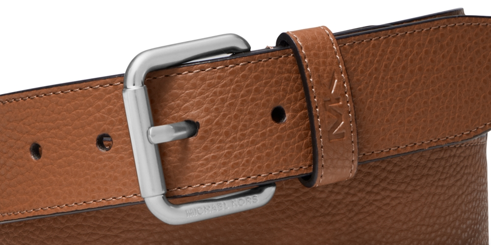 Cinto casual masculino Michael Kors com logotipo MK marrom, tamanho 36