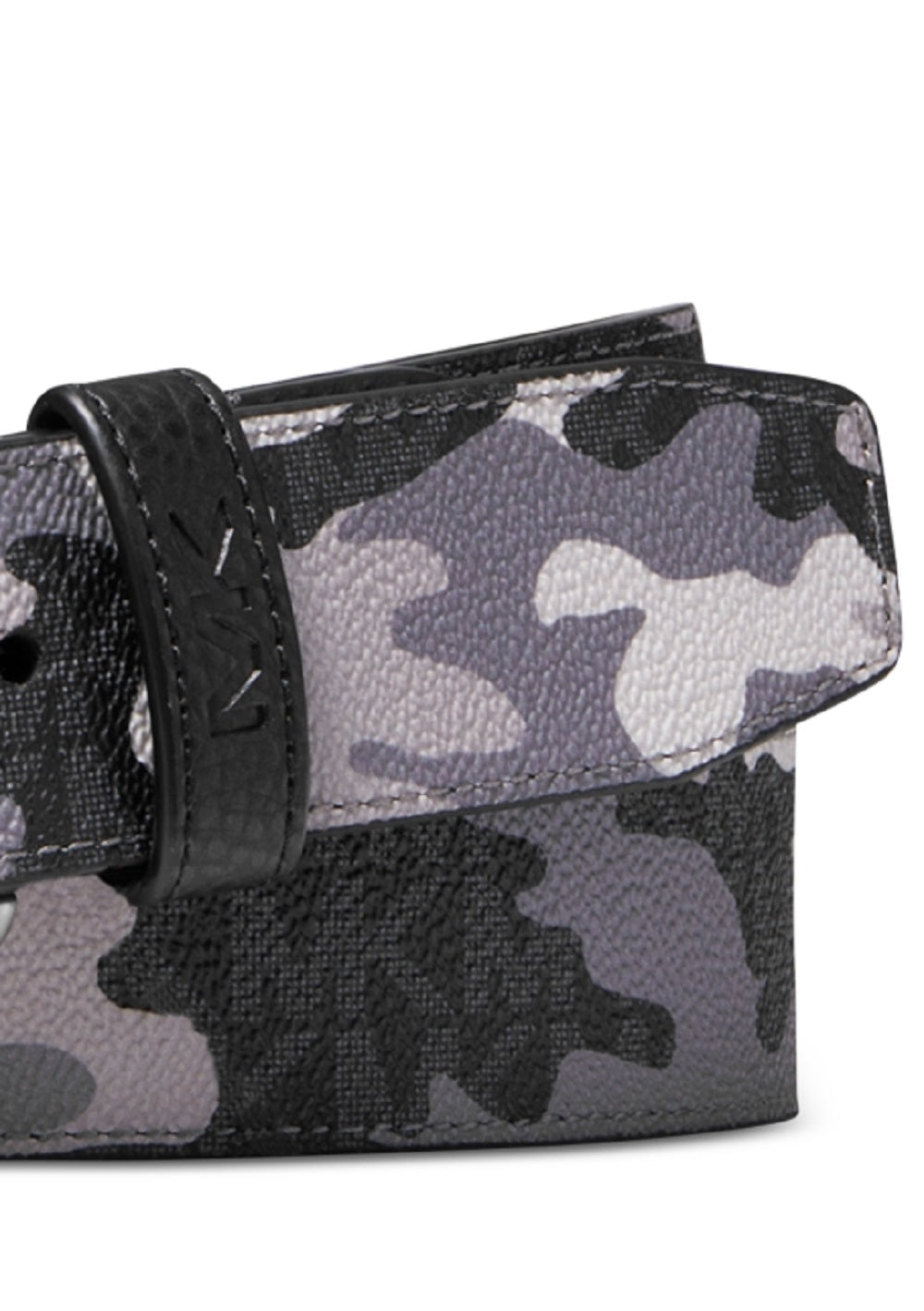 Cinto masculino Michael Kors com logotipo camuflado em três tons, preto, tamanho 32