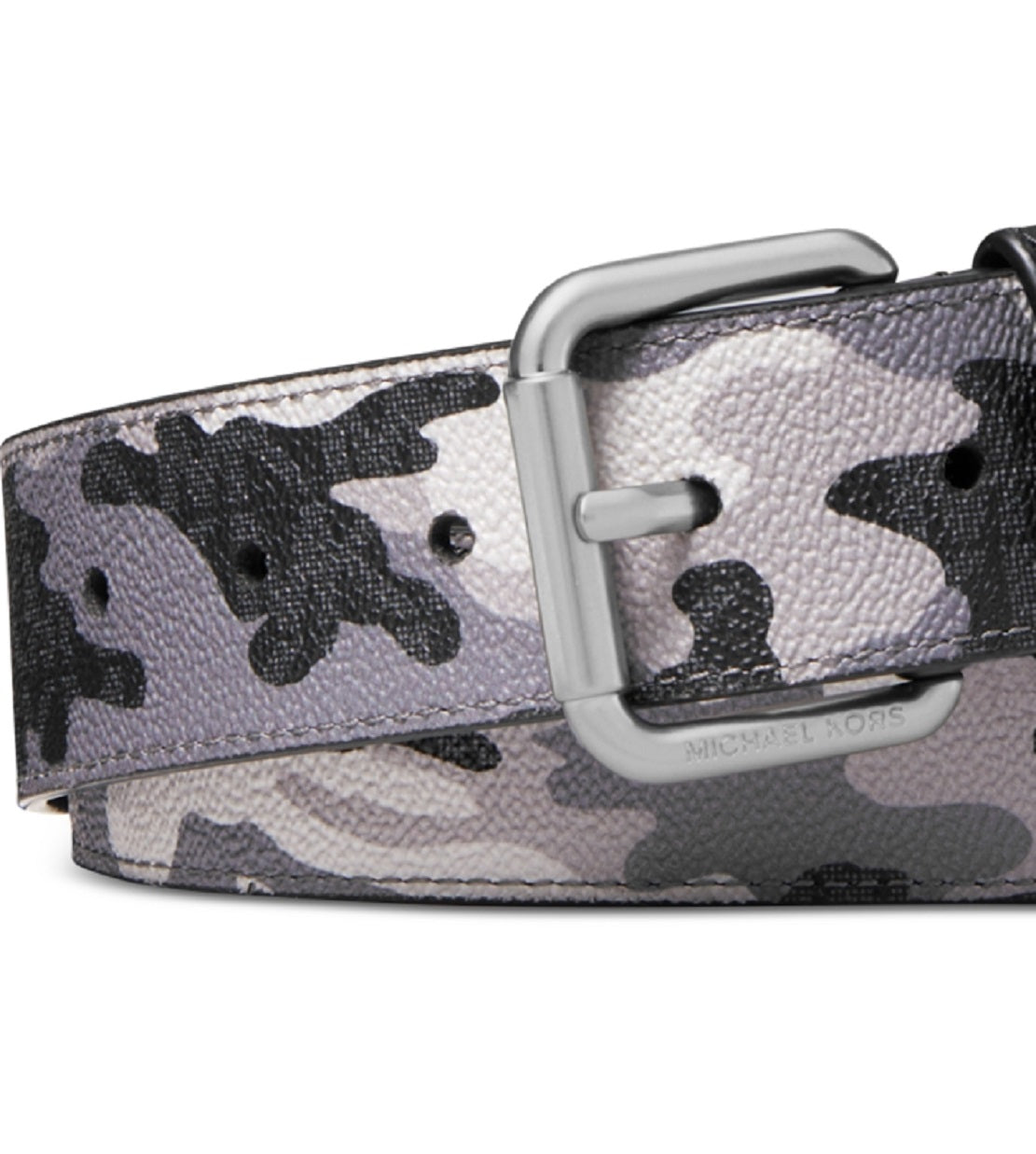 Cinto masculino Michael Kors com logotipo camuflado em três tons, preto, tamanho 36