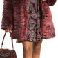 Casaco de pele sintética com estampa animal feminino Michael Kors, vermelho, tamanho pequeno
