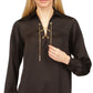 Top feminino Michael Kors com corrente e cadarço, preto, tamanho extragrande