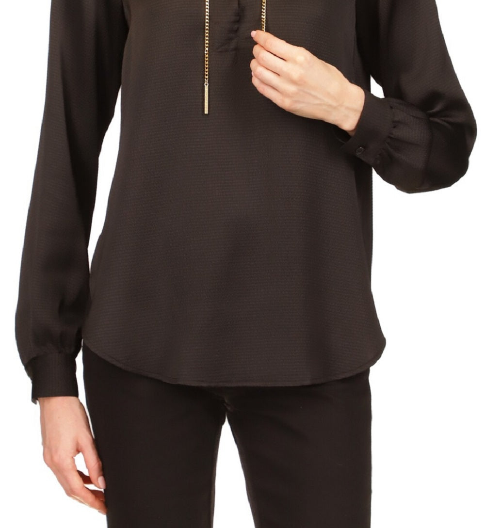 Top feminino Michael Kors com corrente e cadarço, preto, tamanho extragrande