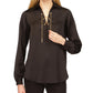 Top feminino Michael Kors com corrente e cadarço, preto, tamanho extragrande