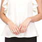 Top de cetim com babados e corrente feminino Michael Kors, branco, tamanho extragrande