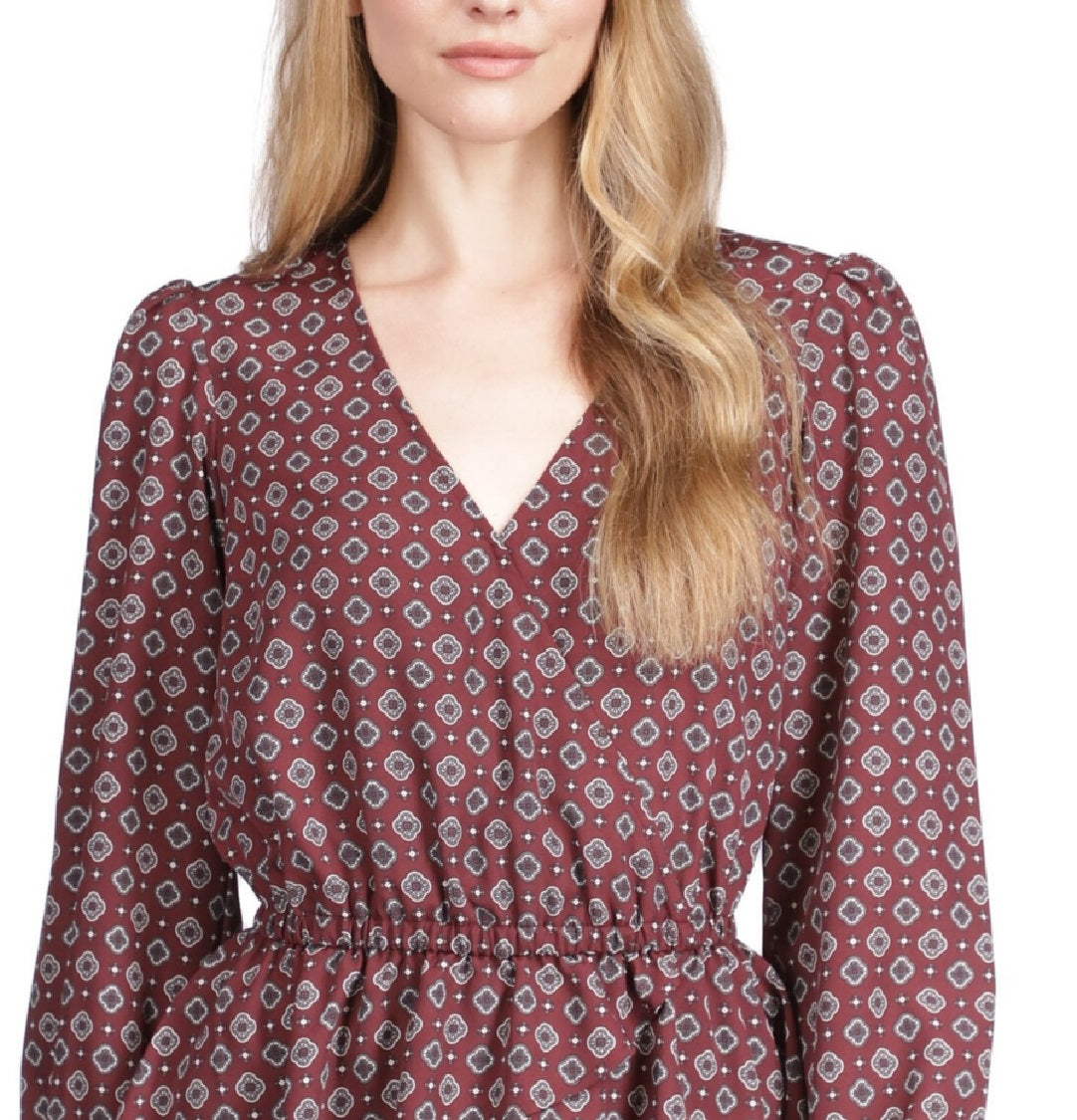 Michael Kors Foulard Feminino Estampado Bainha de Lenço Top Vermelho Tamanho X-G