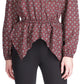 Michael Kors Foulard Feminino Estampado Bainha de Lenço Top Vermelho Tamanho X-G