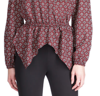 Michael Kors Foulard Feminino Estampado Bainha de Lenço Top Vermelho Tamanho X-G