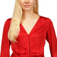 Blusa feminina Michael Kors com estampa animal e jacquard, vermelha, tamanho XX-S
