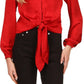 Blusa feminina Michael Kors com estampa animal e jacquard, vermelha, tamanho XX-S