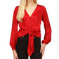 Blusa feminina Michael Kors com estampa animal e jacquard, vermelha, tamanho XX-S
