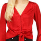 Blusa feminina Michael Kors com estampa animal e jacquard, vermelha, tamanho médio