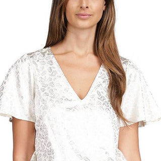 Blusa Michael Kors Feminina Metallic Paisley Smocked Branca Tamanho X-S