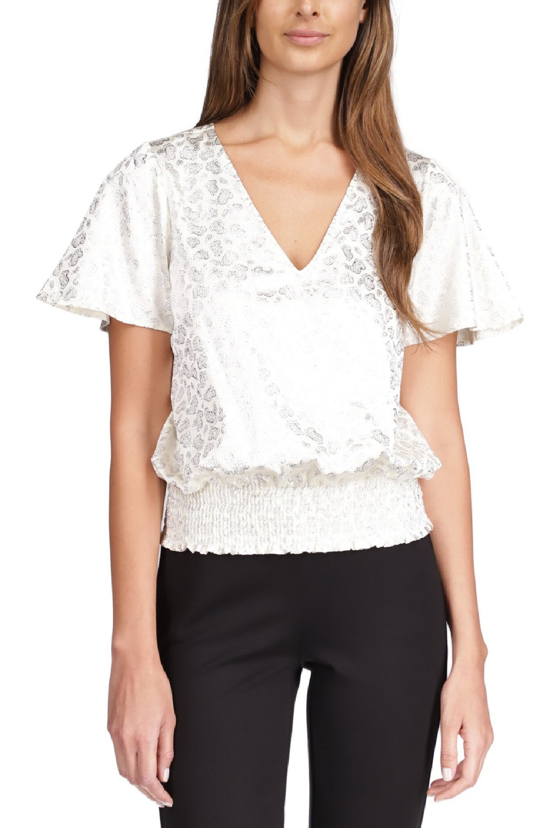 Blusa Michael Kors Feminina Metallic Paisley Smocked Marrom Tamanho Médio