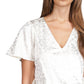 Blusa Michael Kors Feminina Metallic Paisley Smocked Marrom Tamanho Médio