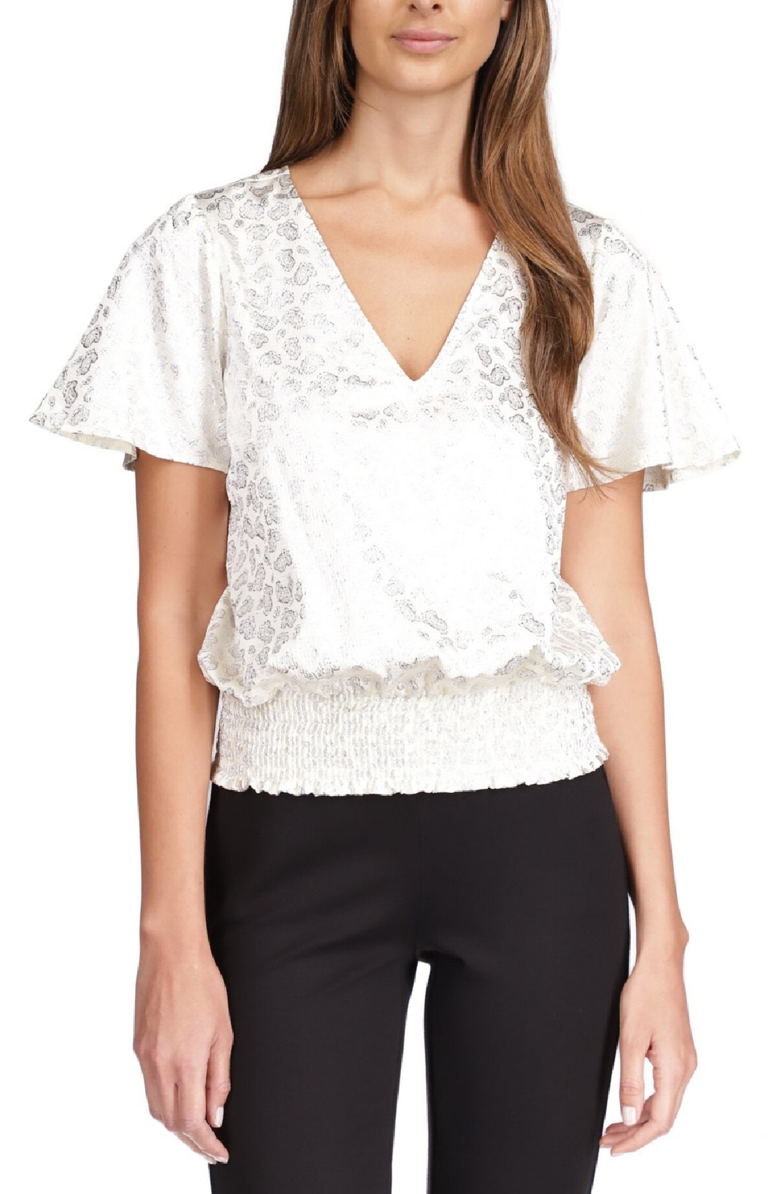 Blusa Michael Kors Feminina Metálica Paisley Smocked Marrom Tamanho Grande
