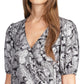 Top envolvente com estampa paisley metálica feminino Michael Kors, preto, tamanho grande