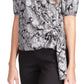 Top envolvente com estampa paisley metálica feminino Michael Kors, preto, tamanho grande