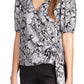 Top envolvente com estampa paisley metálica feminino Michael Kors, branco, tamanho extragrande