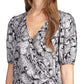 Top envolvente com estampa paisley metálica feminino Michael Kors, branco, tamanho extragrande