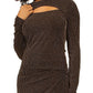 Blusa feminina Michael Kors com recorte brilhante e manga comprida cinza
