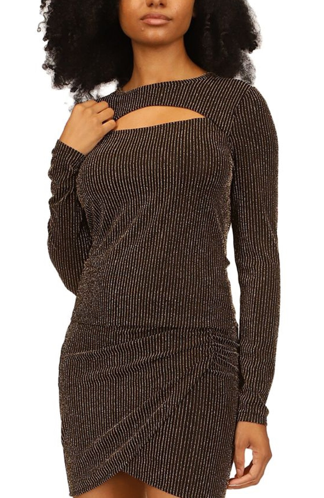 Blusa feminina Michael Kors com recorte brilhante e manga comprida cinza