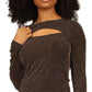 Blusa feminina Michael Kors com recorte brilhante e manga comprida cinza