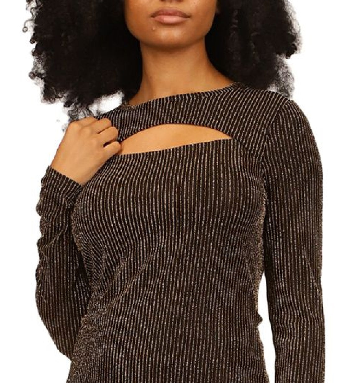 Blusa feminina Michael Kors com recorte brilhante e manga comprida cinza