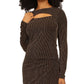 Blusa feminina Michael Kors com recorte brilhante e manga comprida cinza