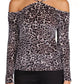 Blusa feminina Michael Kors com estampa de veludo e ombro vazado, cinza, tamanho grande