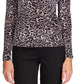 Blusa feminina Michael Kors com estampa de veludo e ombro vazado, cinza, tamanho grande